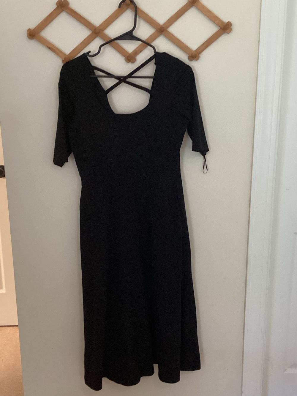 Pact Organic Cotton Black Crisscross Back Midi Dress